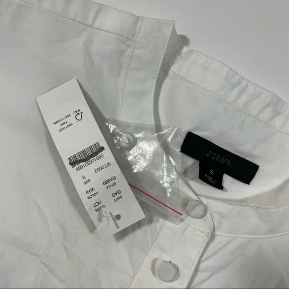 New J Crew Puff Sleeve Cotton Poplin Top Blouse White Small - Picture 5 of 8